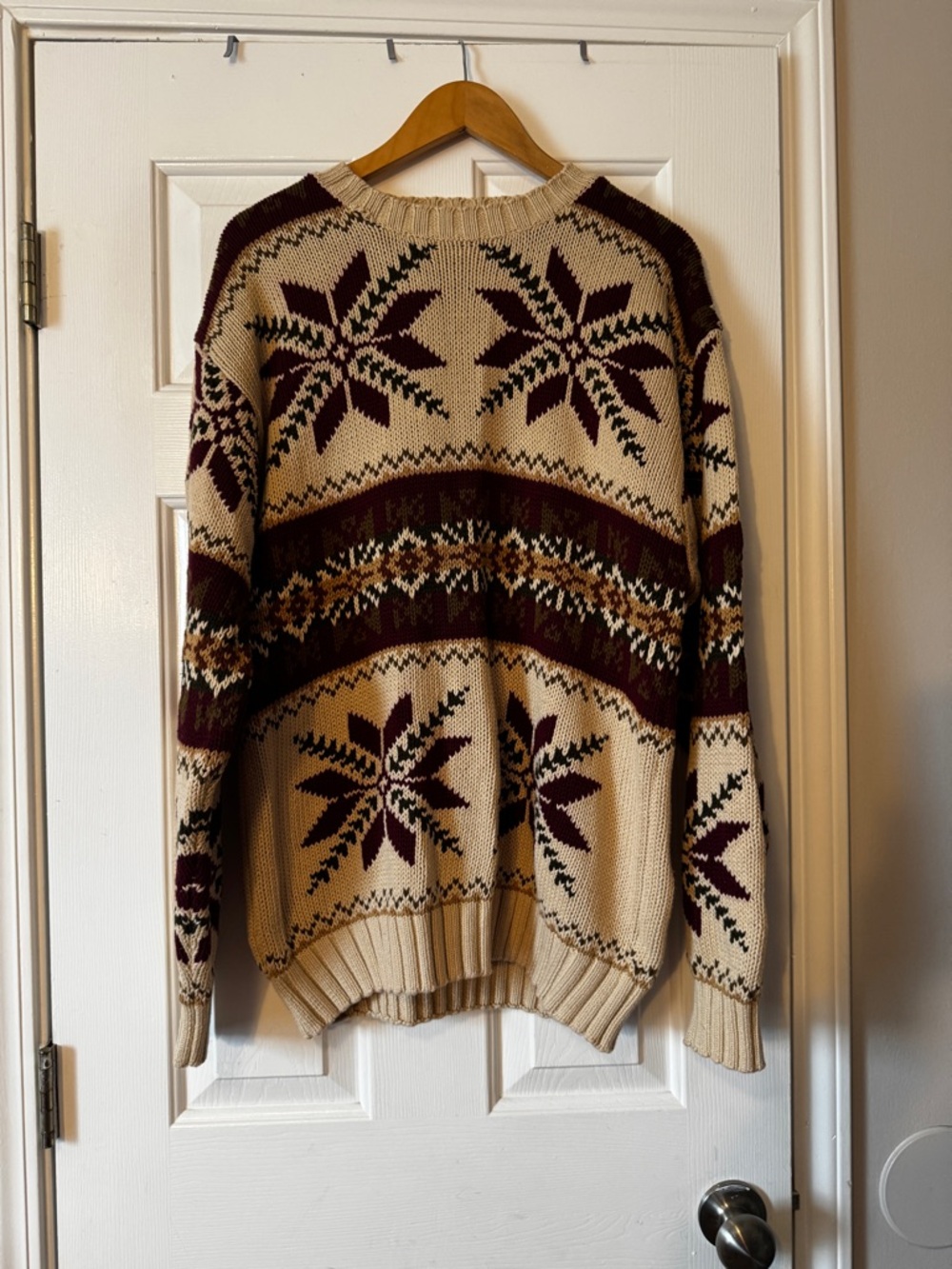 VTG Tommy Hilfiger 90s Fair Isle Snowflake Knit Crewneck Sweater Men's Large